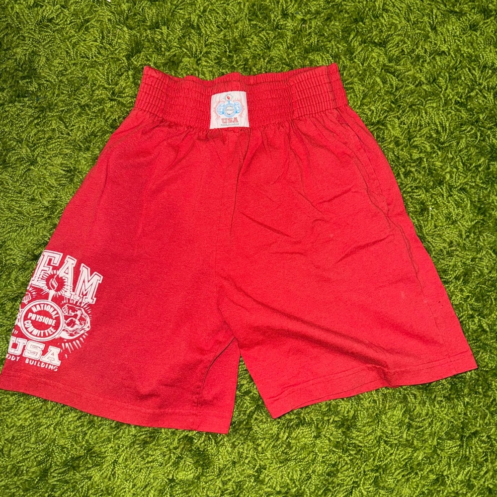 Bodybuilding Men's Vibrant Red Athletic Shorts